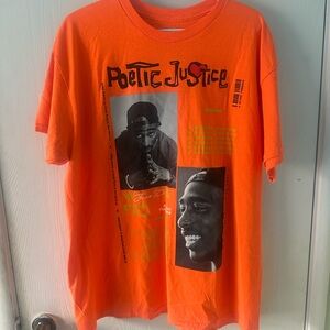 Poetic Justice Tupac Shakur Orange Graphic T shirt size L